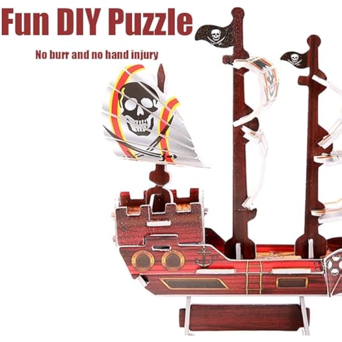 1 PIECE PIRATE SHIP 3D PUZZLE BOYS AND GIRLS HANDMADE ASSEMBLY TOY - Image 4